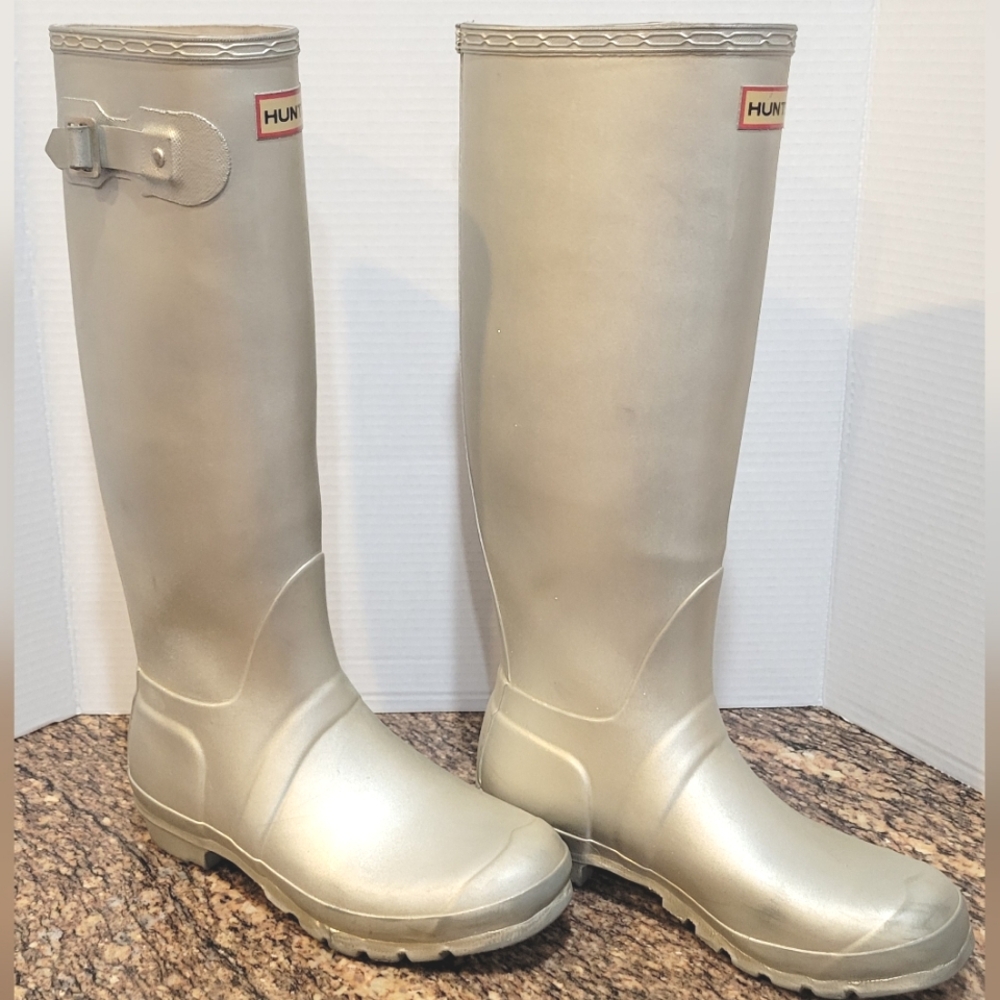 Hunter Metallic Silver Wellington Tall Rain Boot - Picture 3 of 16